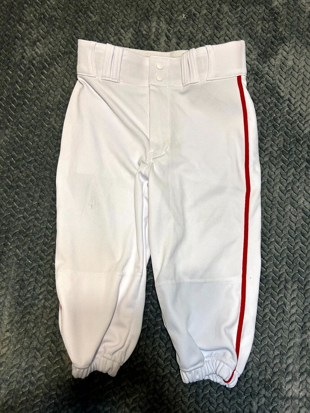 Champro Baseball Knicker Pants Boys Large White Red Piping Stripe Tapered Leg